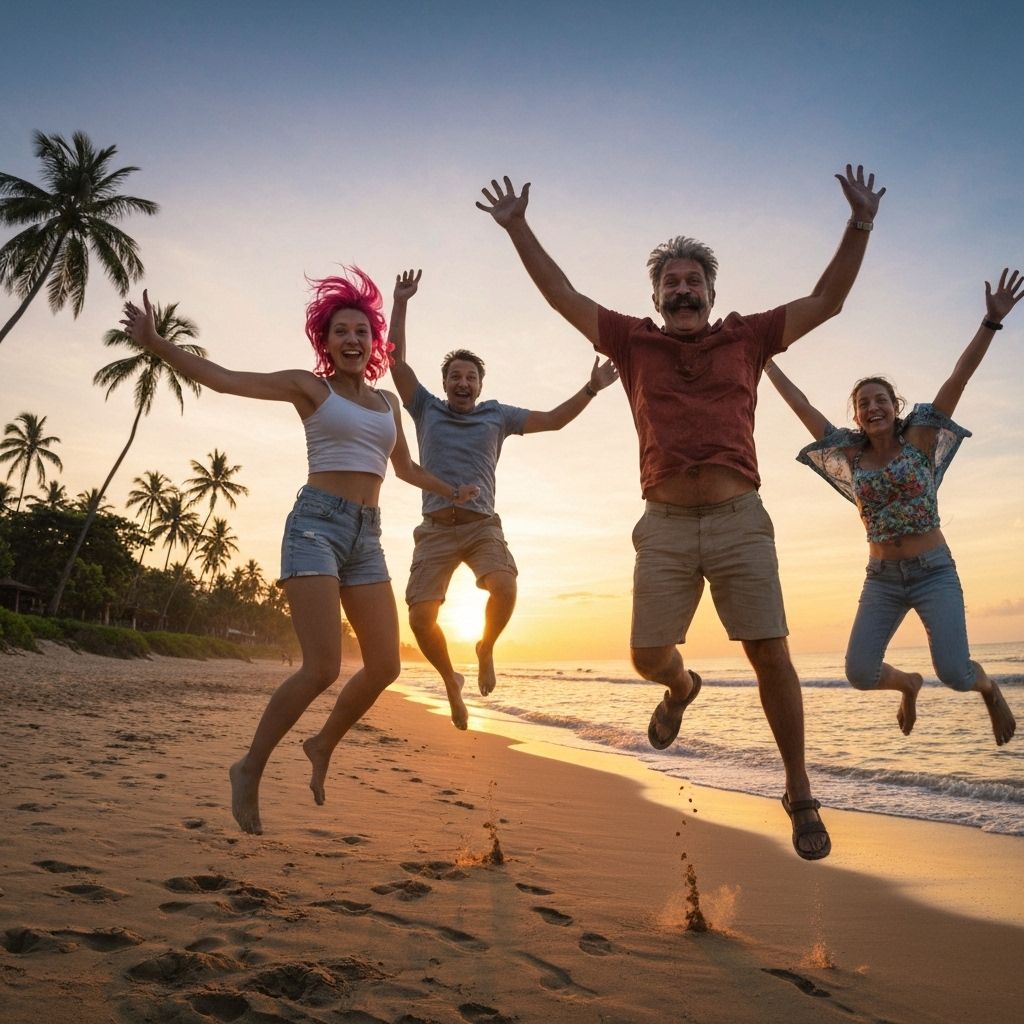 Happy tourists